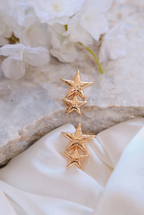 Heliophilia Silver Pendientes de Latón Dorados con Circonio